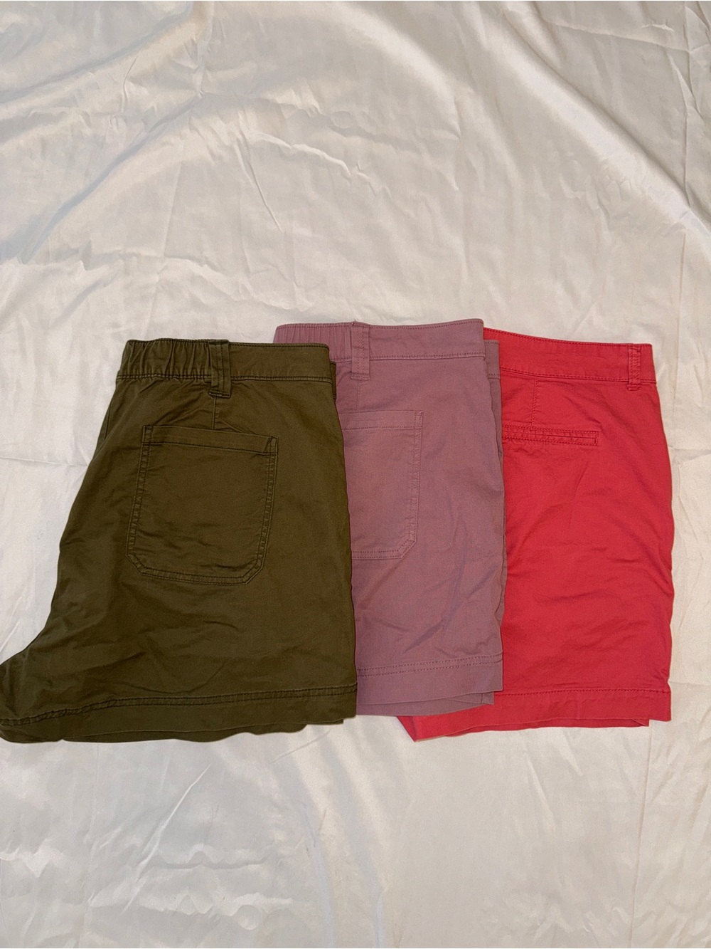 Women’s Cotton Shorts - Olive, Mauve, and Coral
